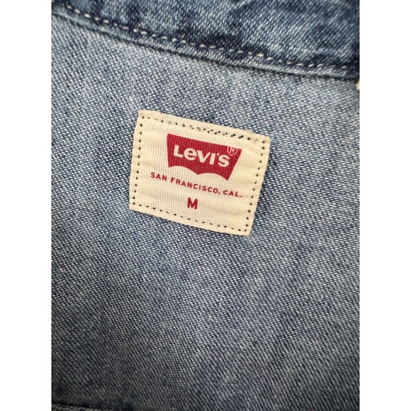 Levi's Women's Denim Shirt Dress Button Front Long Sleeve Size M Western Country - Picture 3 of 5